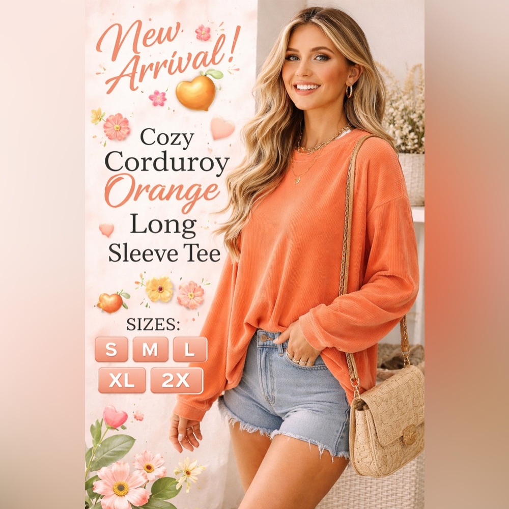 Cozy Corduroy Orange Long Sleeve Tee
